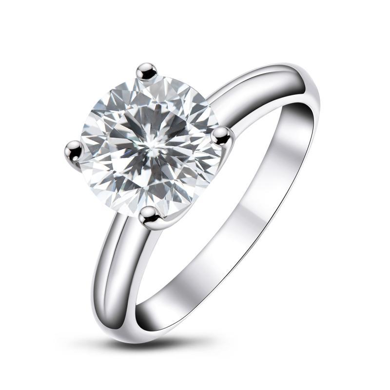 Round Created White Diamond Solitaire Ring