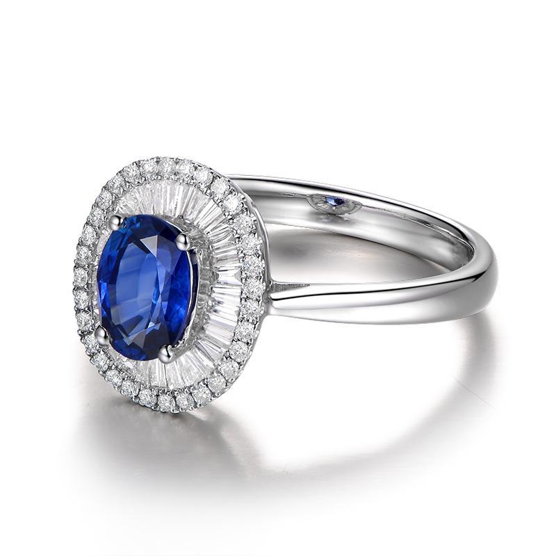 Oval Cut Created Blue Diamond Halo ring