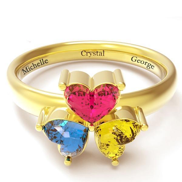 Personalized Three Birthstone Mothers Ring