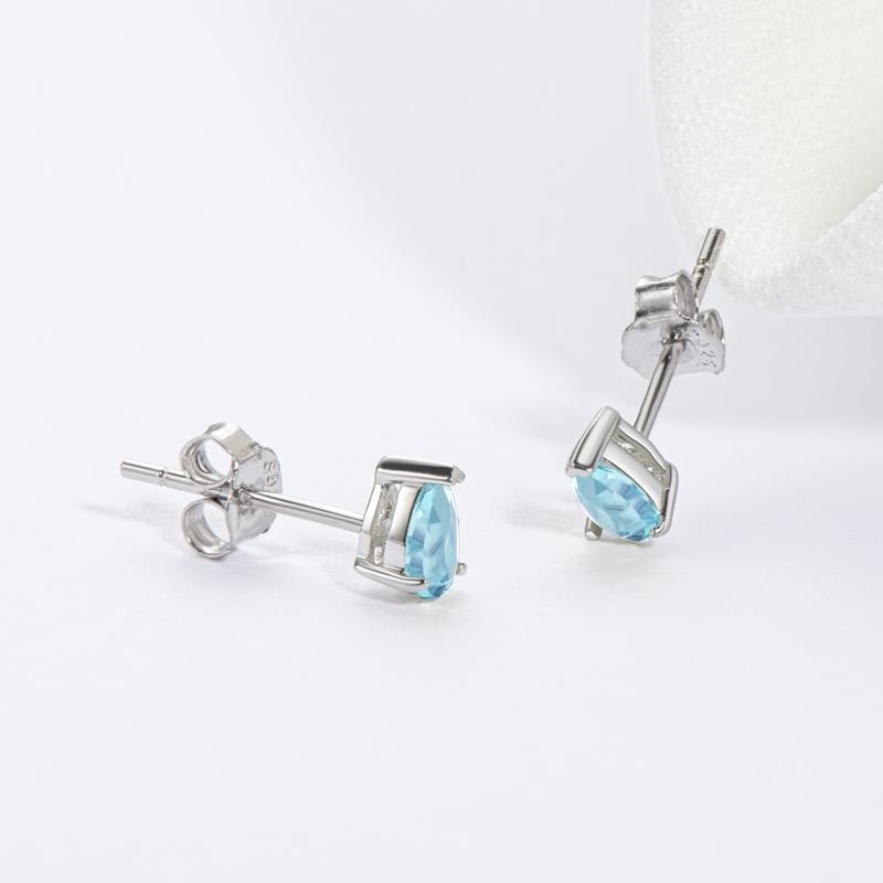Pear Sky Blue Topaz Stud Earrings