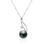 High Luster Sterling Silver 9.5-10mm Tahitian Black Pearl Pendant Necklace