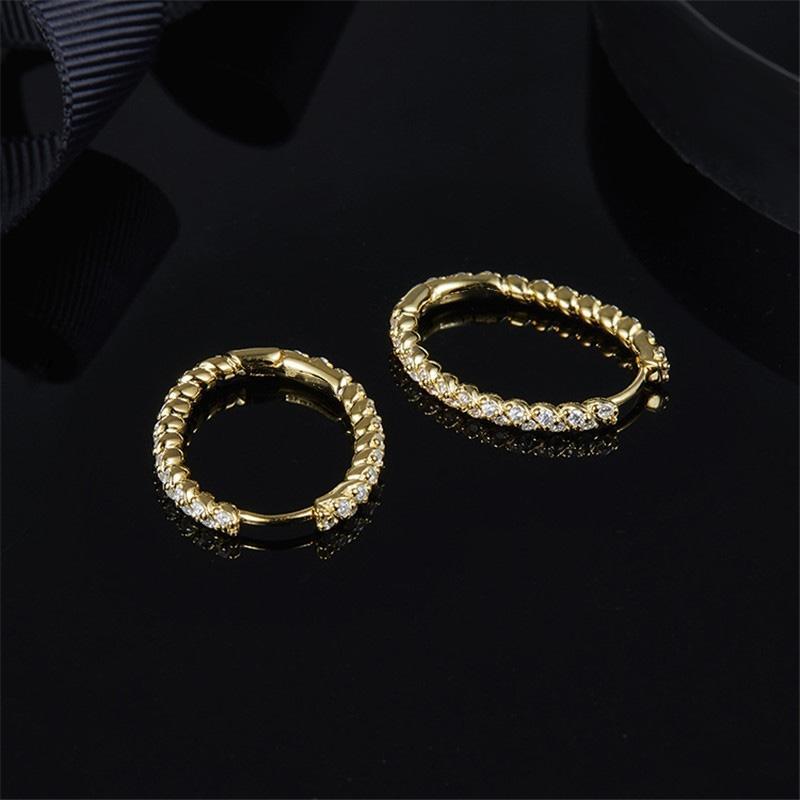 Gold Tone Created Diamond Hoop Earrings