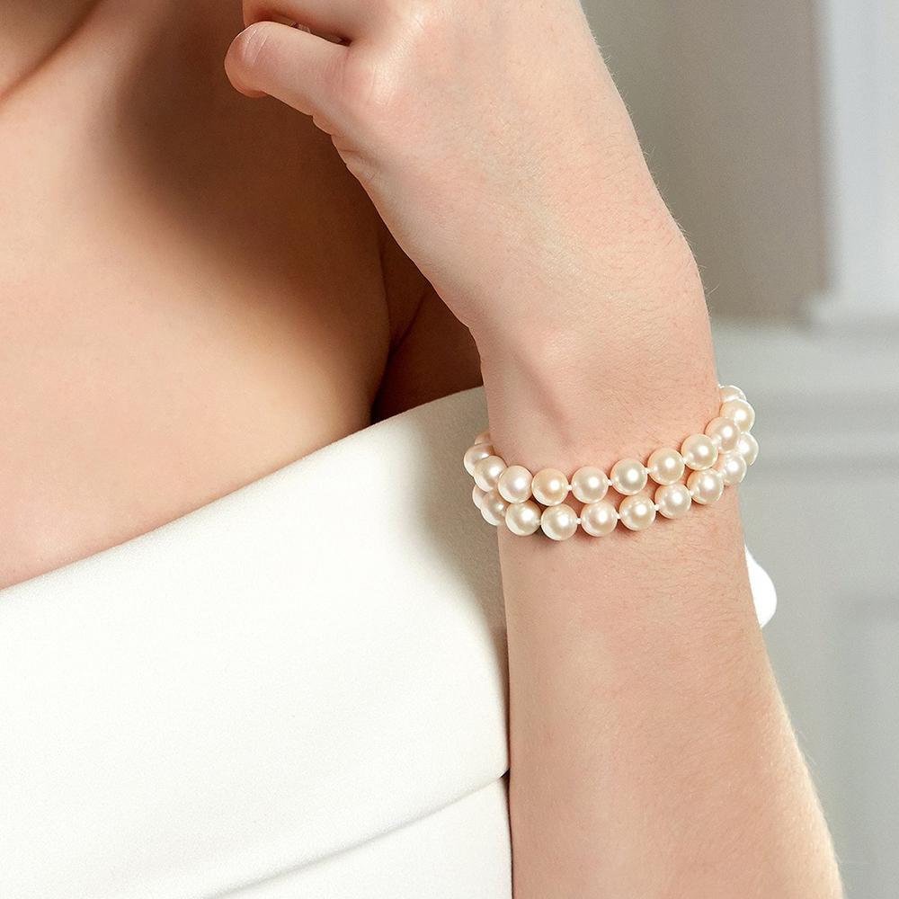 White Freshwater Double Pearl Bracelet