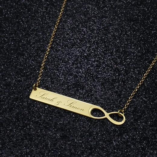 Infinity Bar Necklace With Engraving