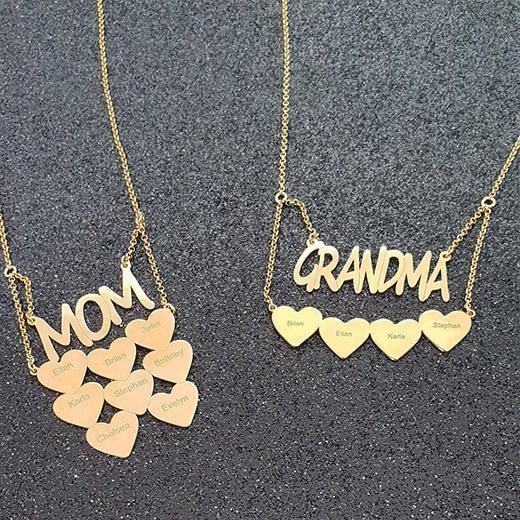 Mom Necklace With Hearts