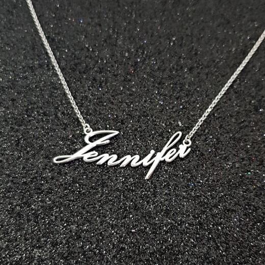 925 Sterling Silver Block Letter Engraved Name Necklace Gift for Women