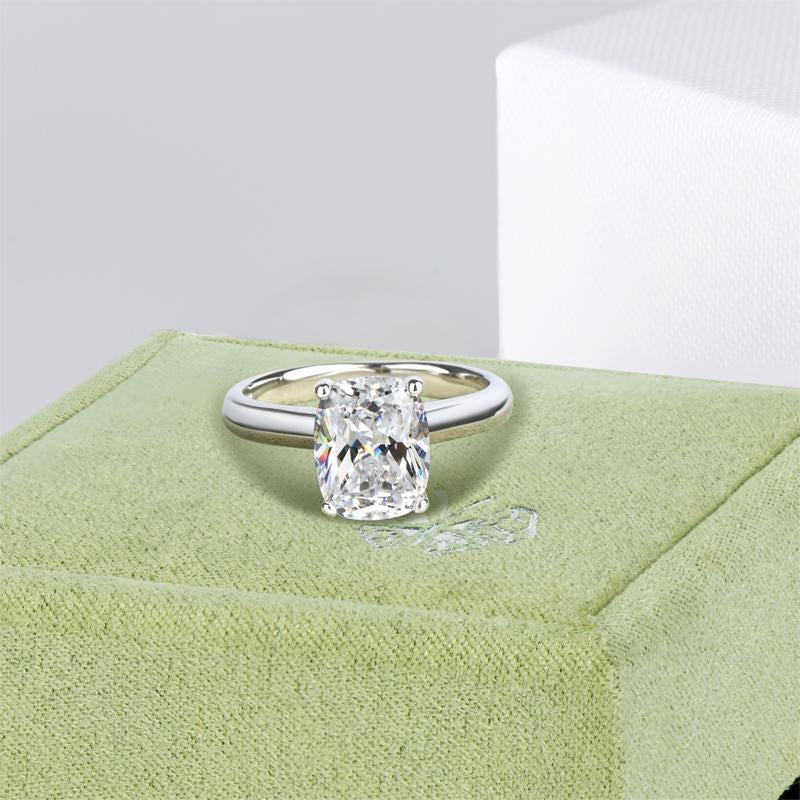 Cushion Cut Created White Diamond Solitaire Ring