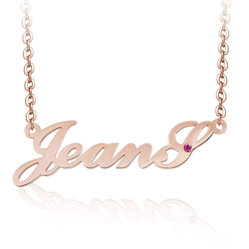 Birthstone 18K Gold Planting Name Necklace Jewelry Birthday Gift for Women Girls